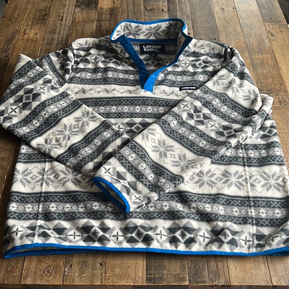 Lands’ End FLEECE XL(46-48) 3 Button Pullover - Picture 4 of 9
